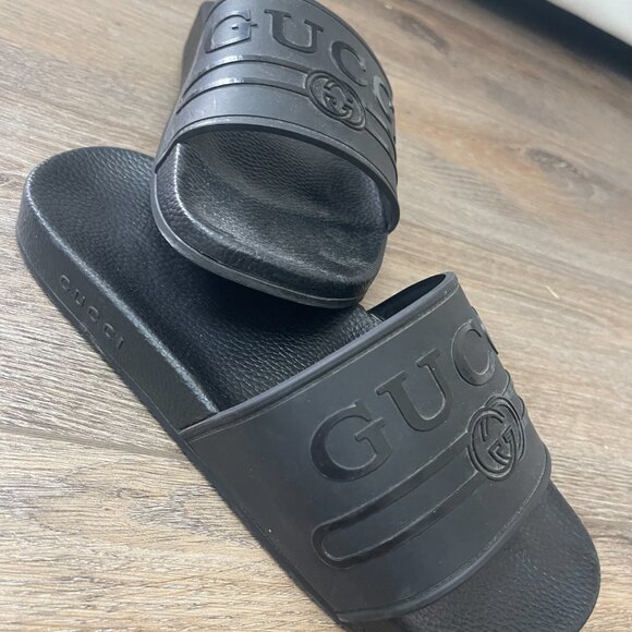 Gucci Men's Slide Sandals – Black Rubber, Size 7.5 (US 8) - Picture 2 of 3